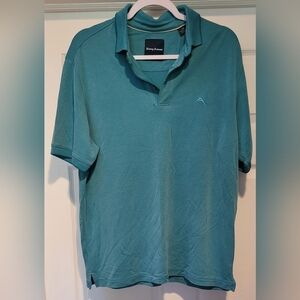 Tommy Bahama Mens Coastal Crest Island Zone Short Sleeve Polo Medium Teal / Blue